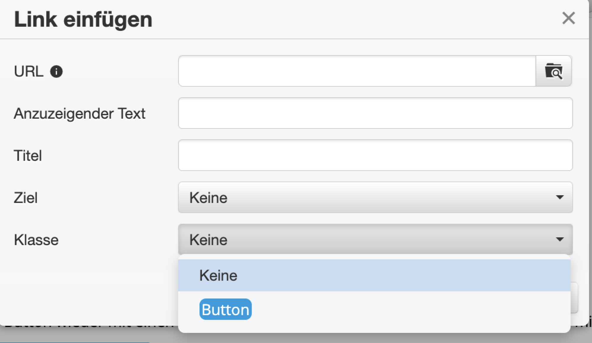 Screenshot Link Feld