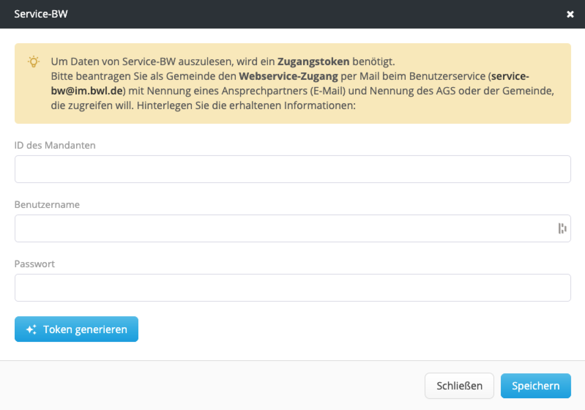 Konfiguration Service BW