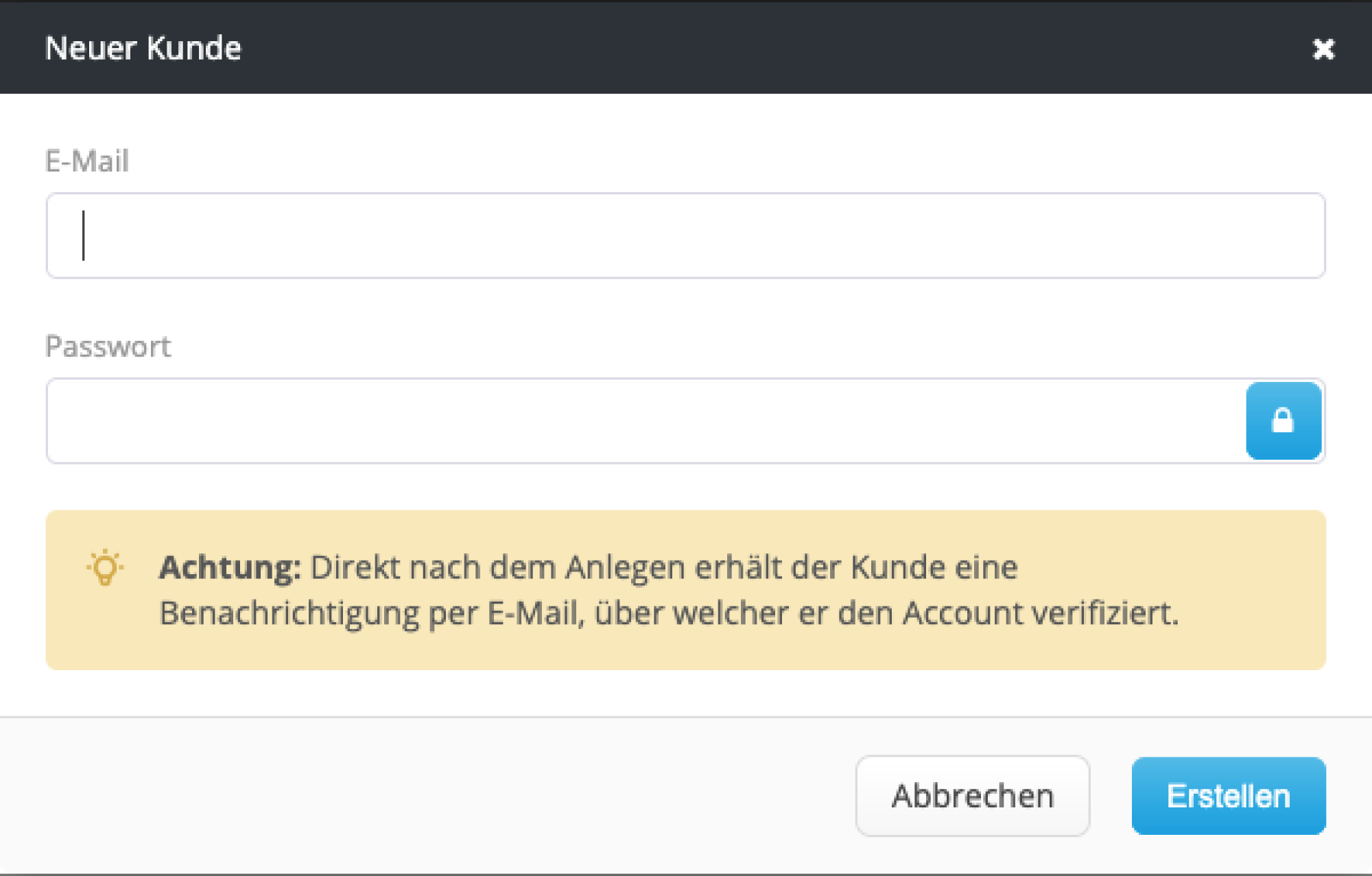 Neuen Kunden anlegen
