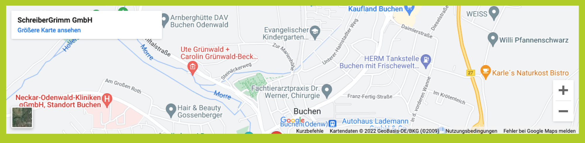 Nach bestätigen wird der Inhalt, in diesem Fall eine Google Maps Adresse, angezeigt
