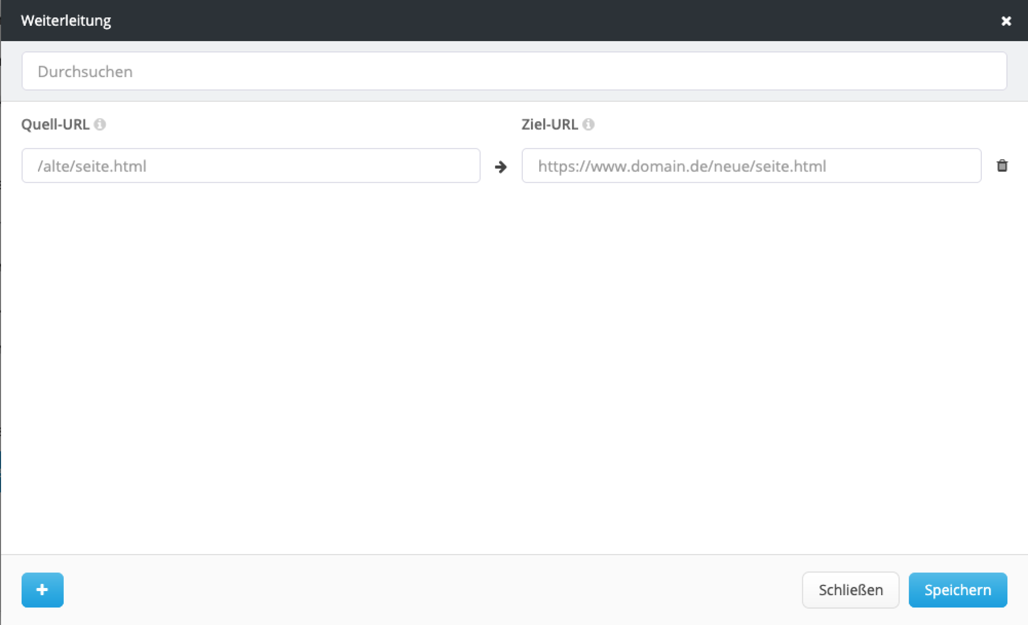 Einstellungen der Plugin Weiterleitung Einstellungen der Plugin Weiterleitung
