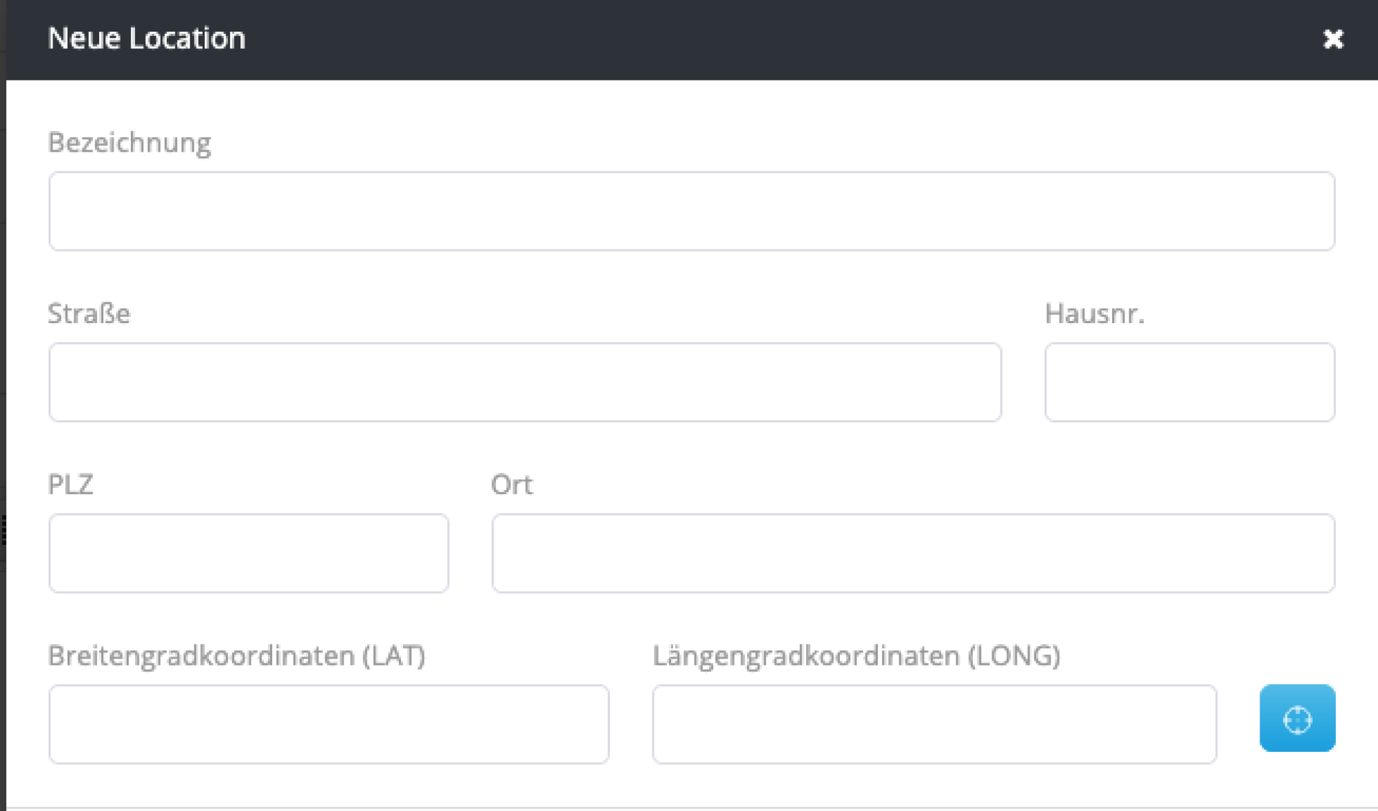 Eingabefeld für Ortsangaben