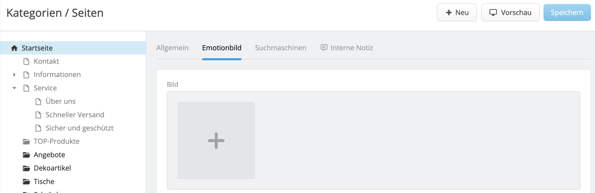 Emotionbild-Reiter innerhalb einer neuen Seite für ein individuelles Emotionbild