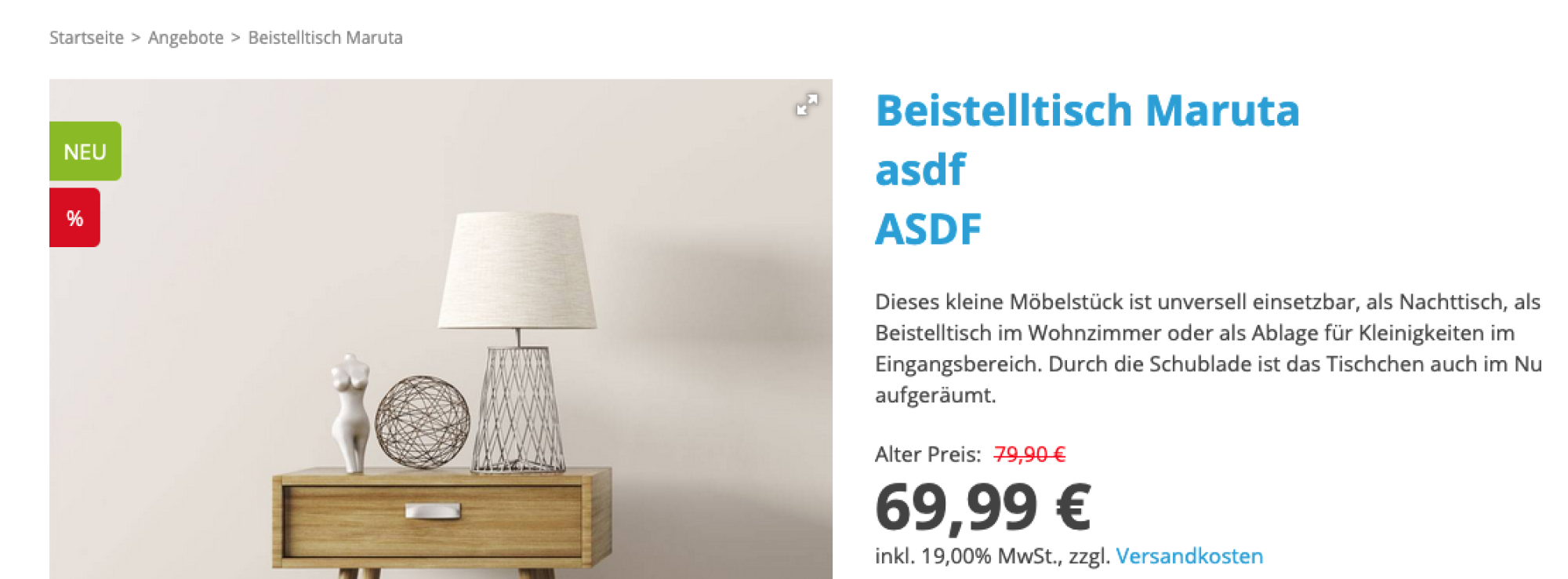 Darstellung im Frontend