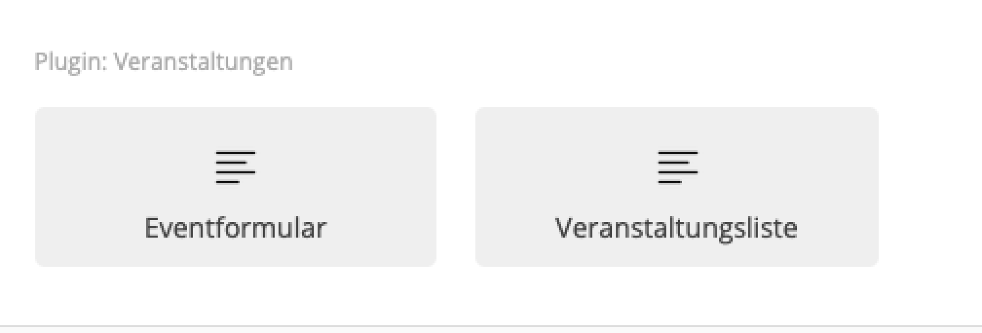 Button Eventformular und Veranstaltungsliste