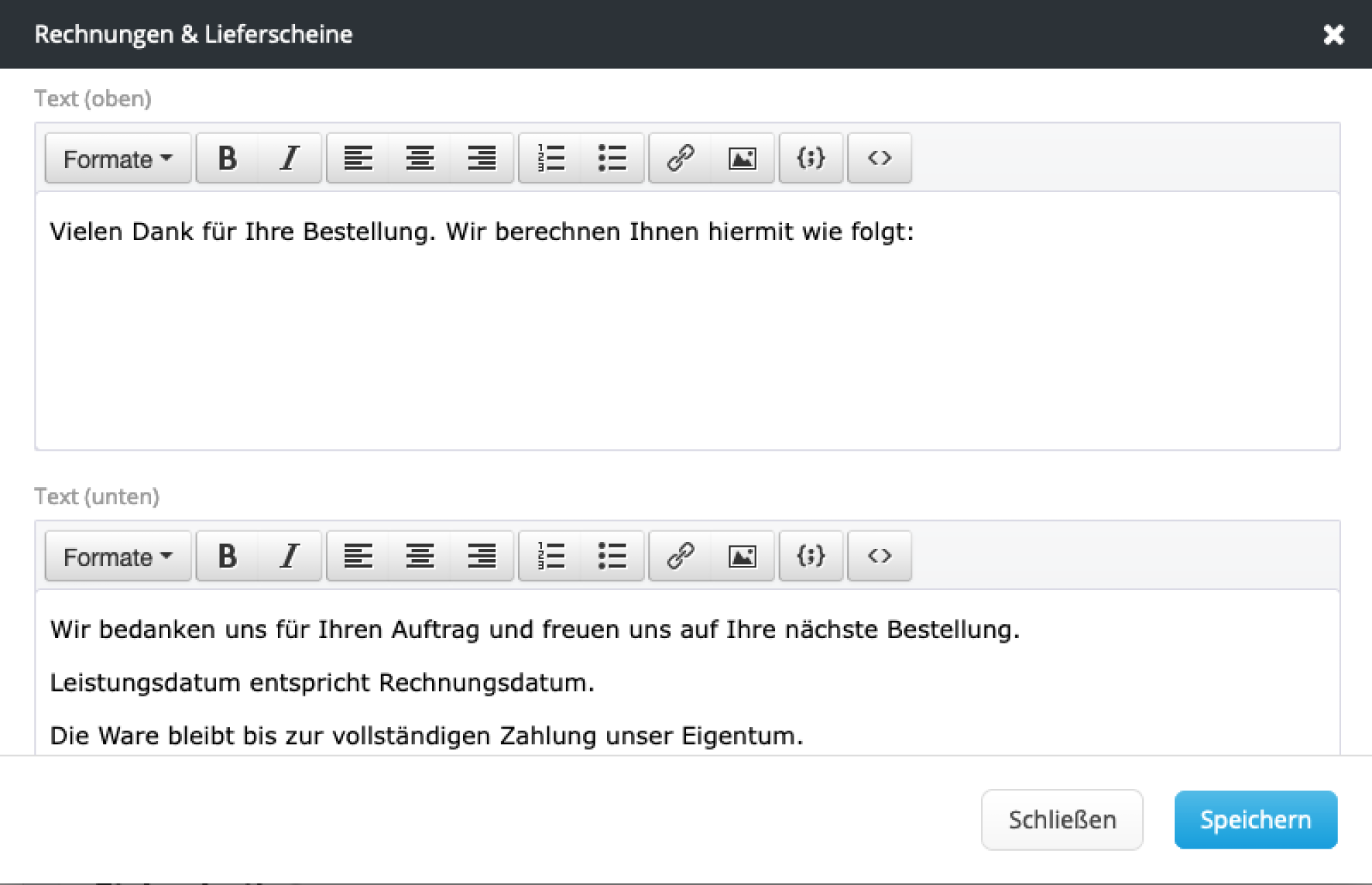 Text oben und unten Text oben und unten