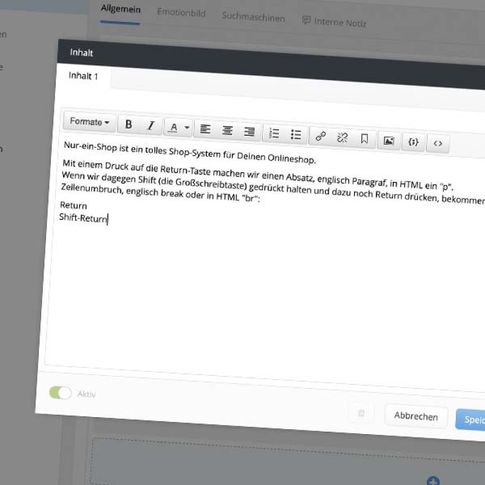 Screenshot eines Editor-Fensters