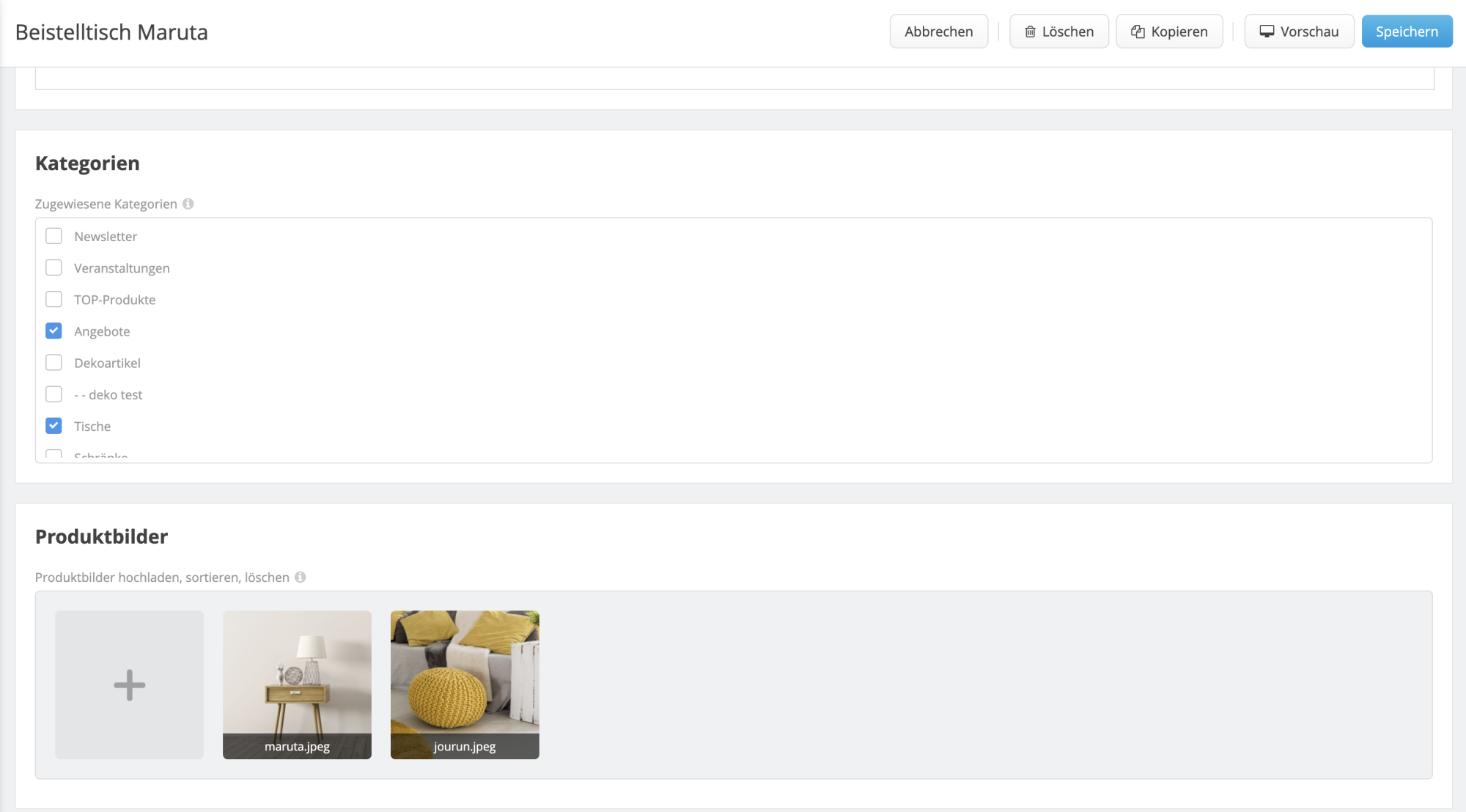 Screenshot Produktdetails