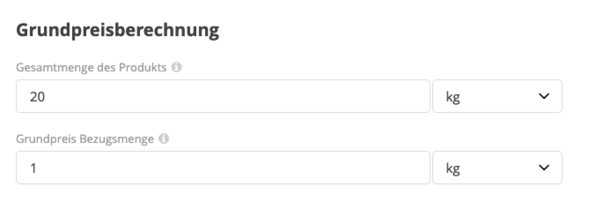 Grundpreisberechnung Grundpreisberechnung