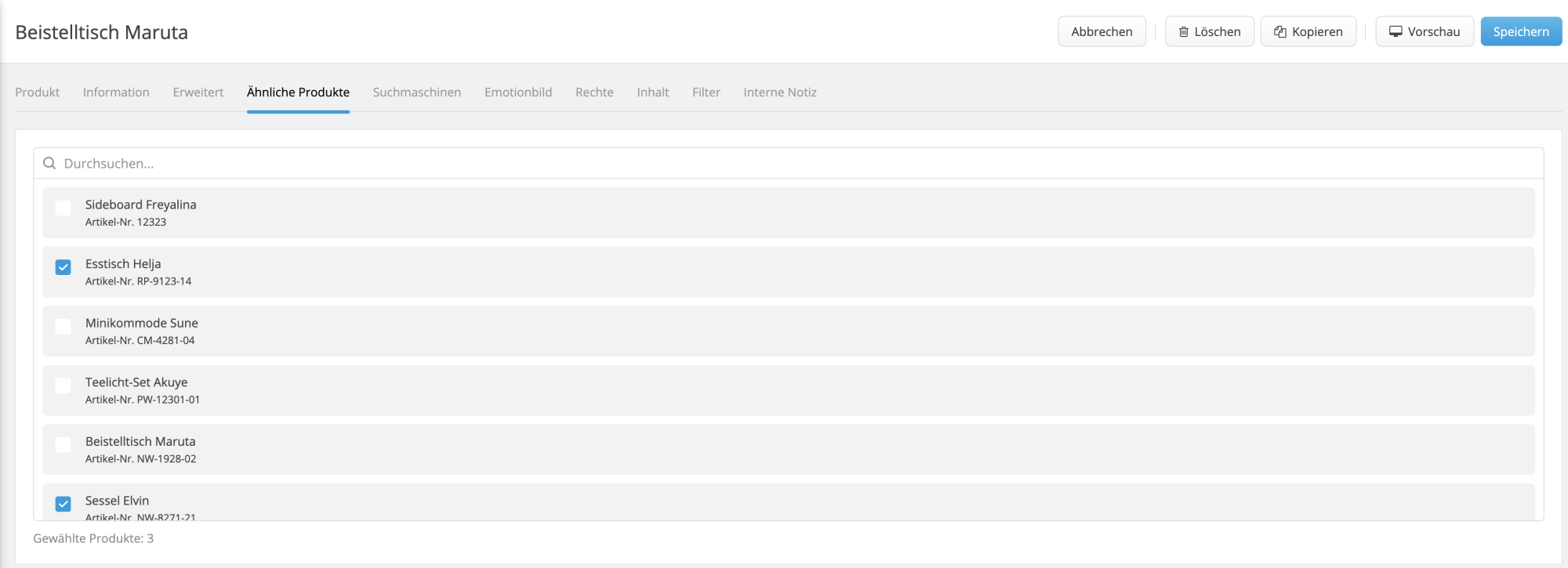 Screenshot Ähnliche Produkte