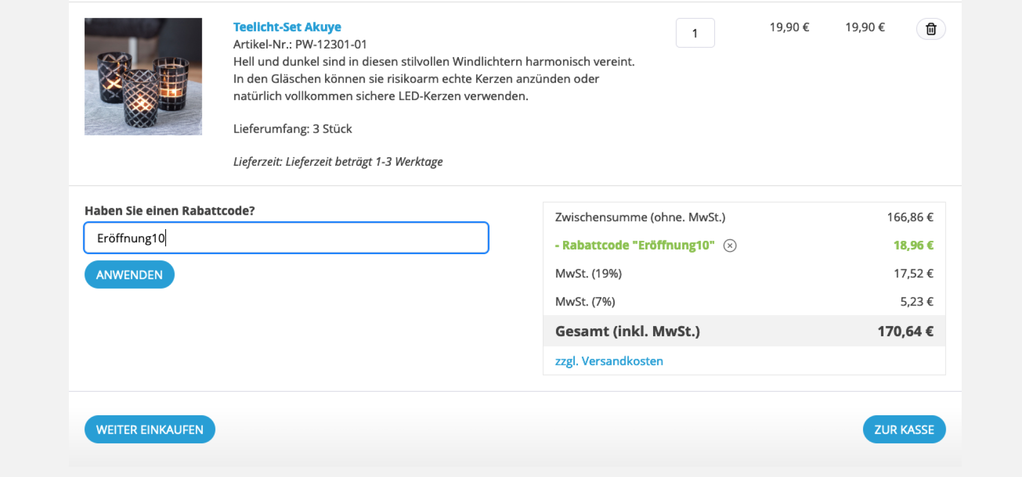 Beispiel Warenkorbrabatt Beispiel Warenkorbrabatt