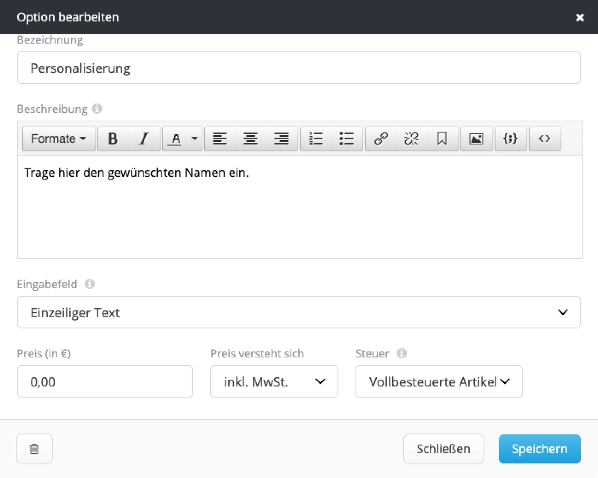 Beispiel einer Personalisierung Beispiel einer Personalisierung