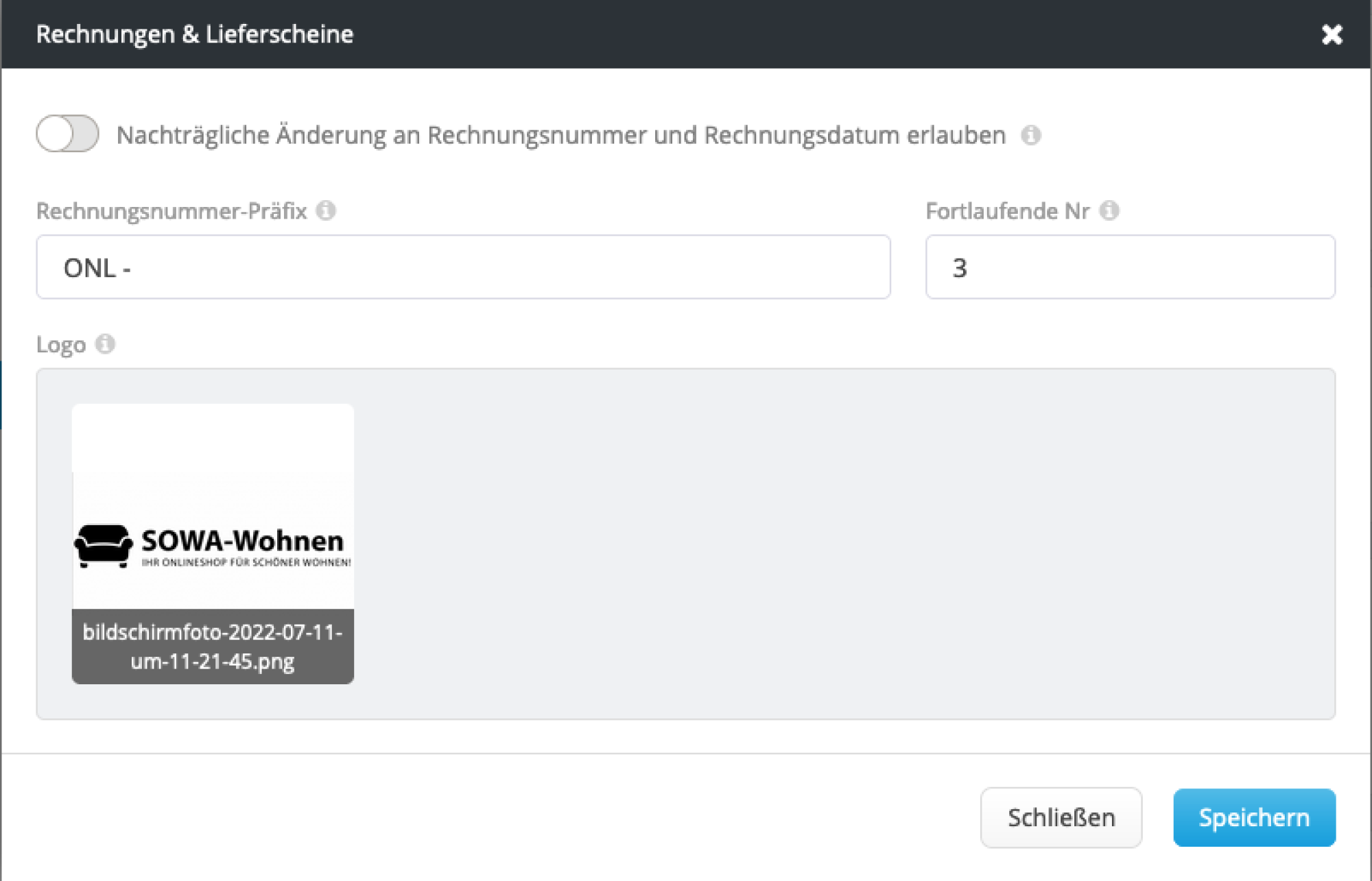 Einstellungen und Logo Einstellungen und Logo