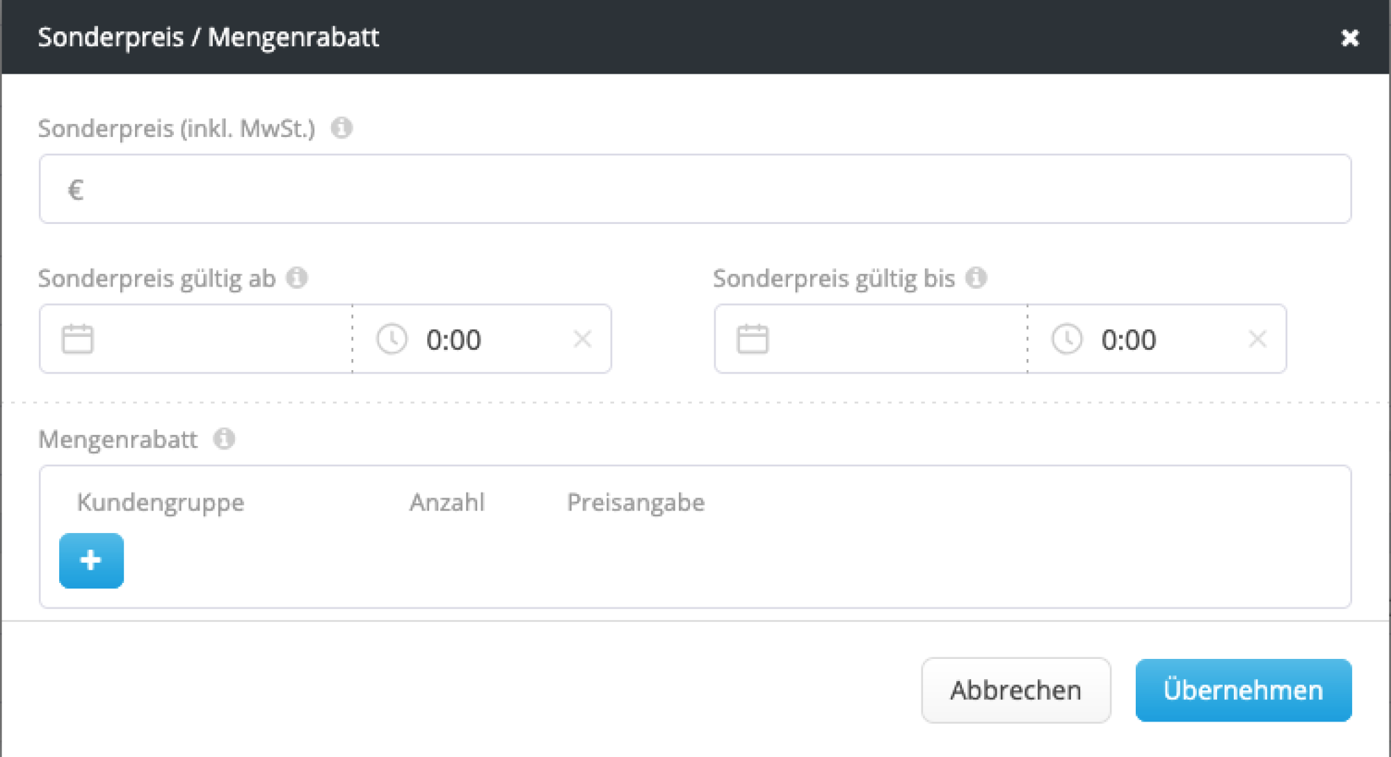 Auswahlmöglichkeiten Sonderpreise und Mengenrabatt Auswahlmöglichkeiten Sonderpreise und Mengenrabatt